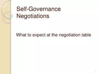 Self-Governance Negotiations