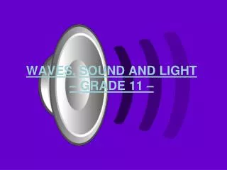 WAVES, SOUND AND LIGHT – GRADE 11 –
