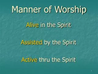 Manner of Worship