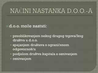 na ini nastanka d o o a