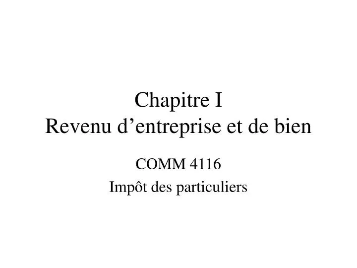 chapitre i revenu d entreprise et de bien