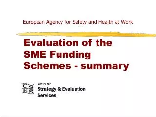 Evaluation of the SME Funding Schemes - summary