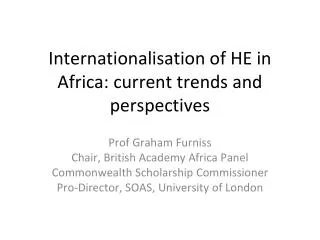Internationalisation of HE in Africa: current trends and perspectives