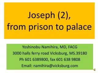Joseph (2), from prison to palace