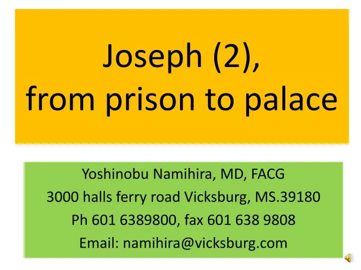 joseph 2 from prison to palace
