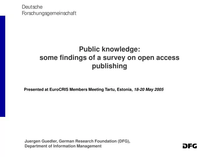 public knowledge some findings of a survey on open access publishing