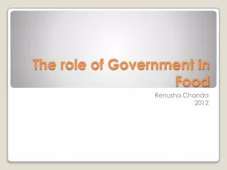 The role of Government in Food