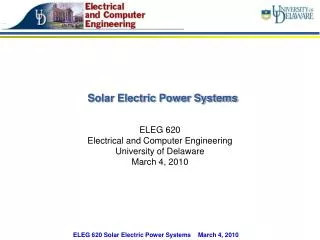 Solar Electric Power Systems