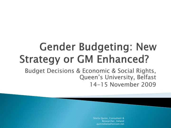 gender budgeting new strategy or gm enhanced