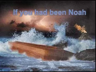If you had been Noah