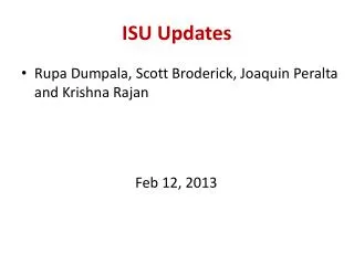 ISU Updates