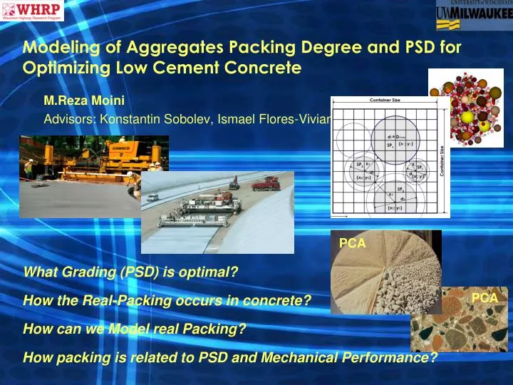 modeling of aggregates packing degree and psd for optimizing low cement concrete