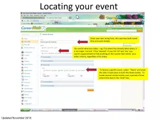 Locating your event