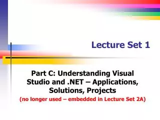 Lecture Set 1