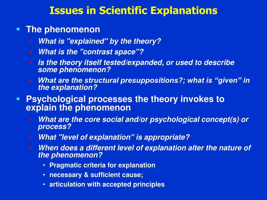 Science Explainaton PPT - Exploring the Dynamics of Scientific Explanation: Theories ...