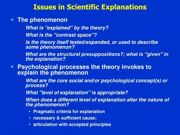 issues in scientific explanations