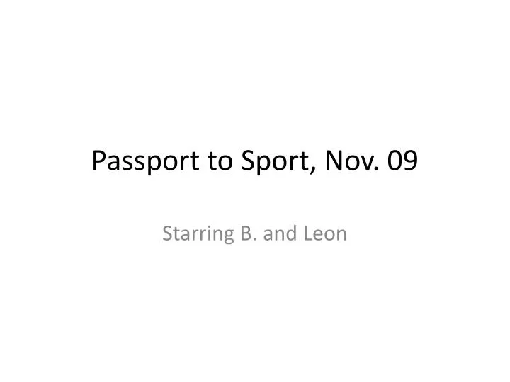 passport to sport nov 09