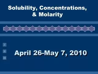 Solubility, Concentrations, &amp; Molarity