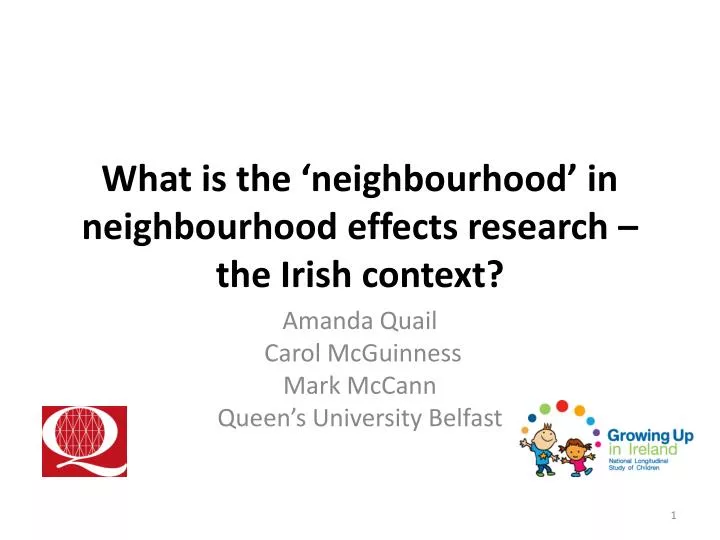 what is the neighbourhood in neighbourhood effects research the irish context