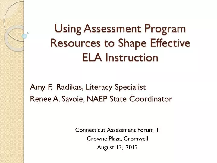 using assessment program resources to shape effective ela instruction