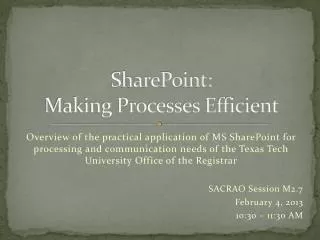 SharePoint: Making Processes Efficient