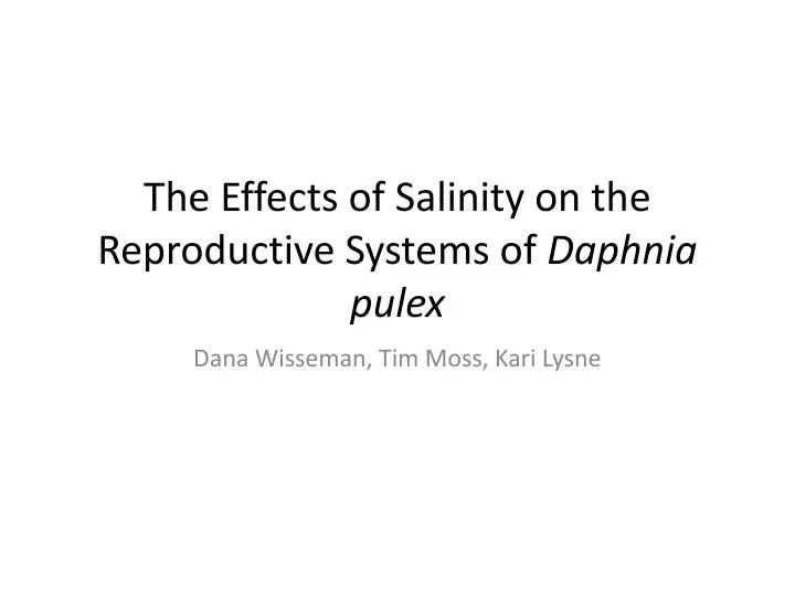 the effects of salinity on the reproductive systems of daphnia pulex