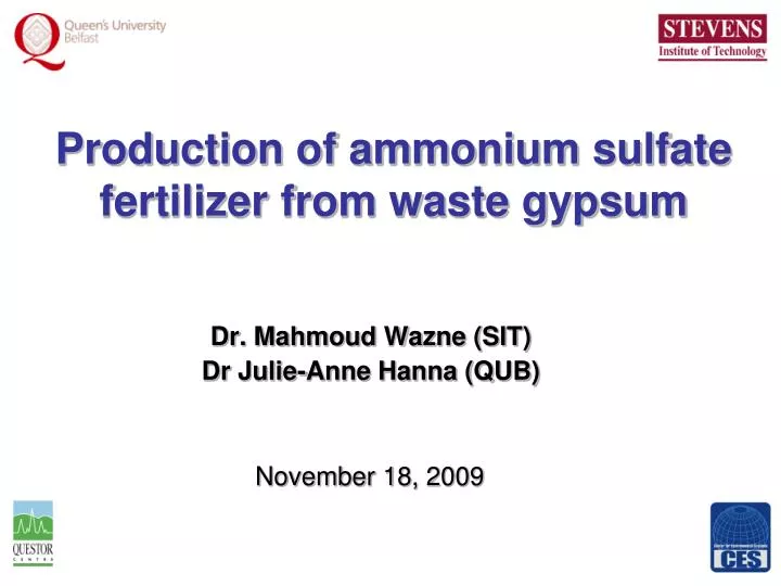 production of ammonium sulfate fertilizer from waste gypsum