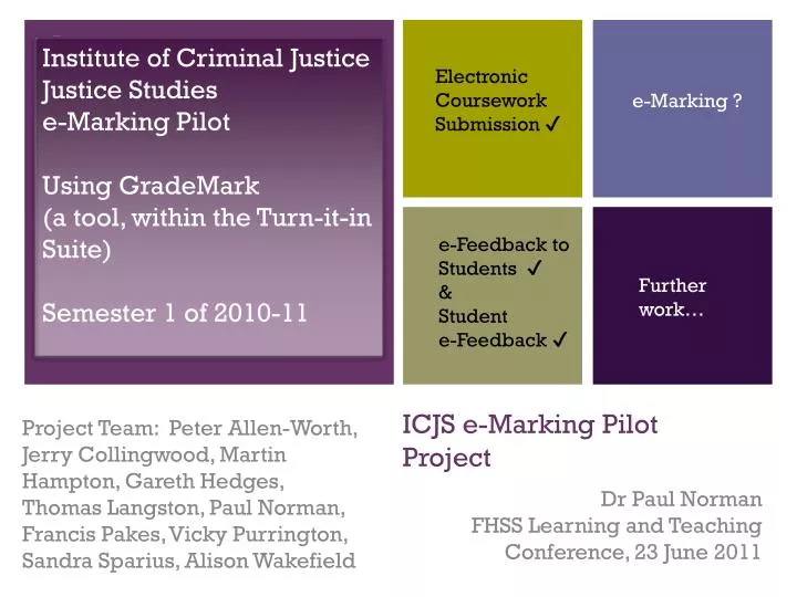 icjs e marking pilot project