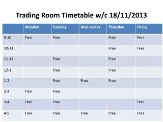 Trading Room Timetable w/c 18/11/2013