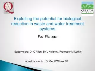 Exploiting the potential for biological reduction in waste and water treatment systems