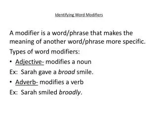 Identifying Word Modifiers