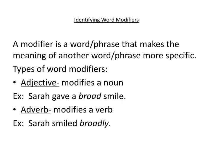 identifying word modifiers