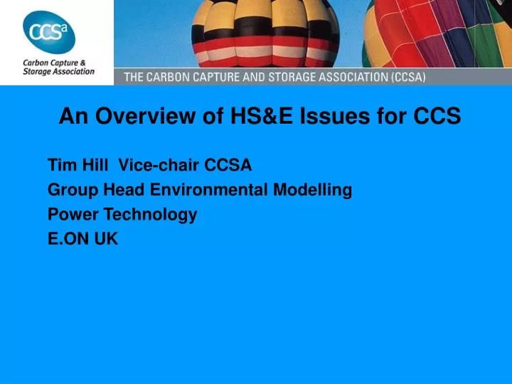 an overview of hs e issues for ccs