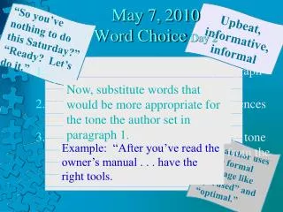 May 7, 2010 Word Choice Day 2