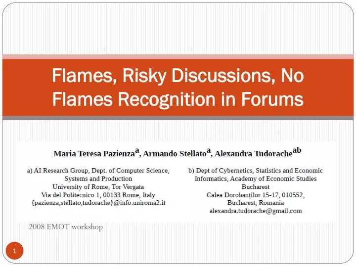 flames risky discussions no flames recognition in forums