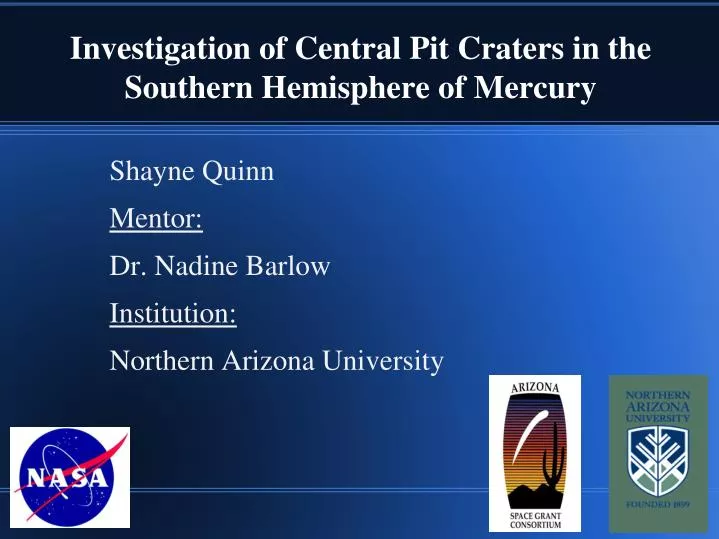 investigation of central pit craters in the southern hemisphere of mercury