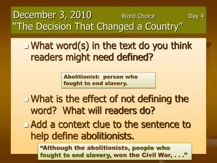 december 3 2010 word choice day 4 the decision that changed a country