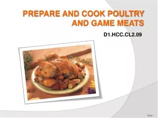 PREPARE AND COOK POULTRY AND GAME MEATS
