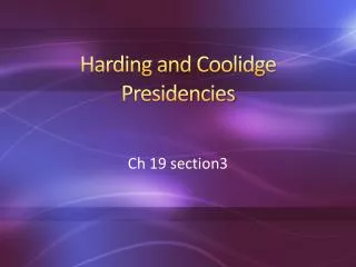 Harding and Coolidge Presidencies