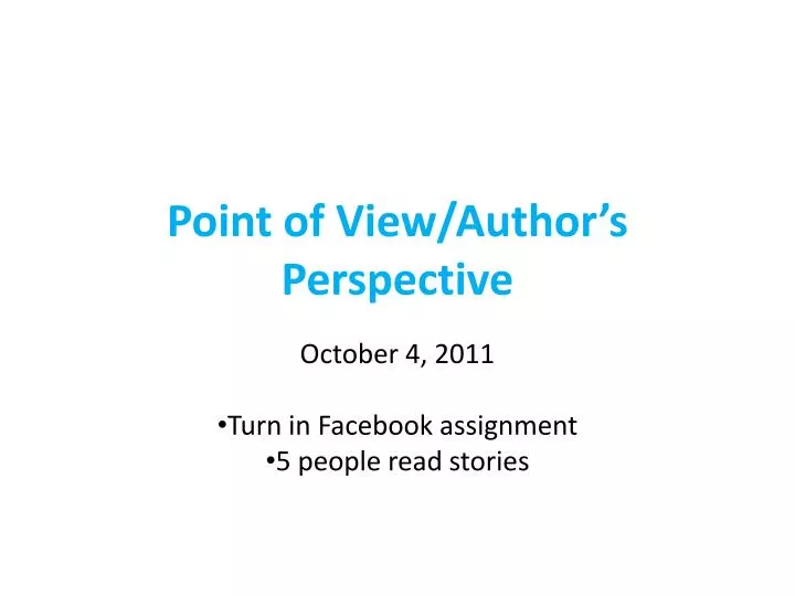 point of view author s perspective