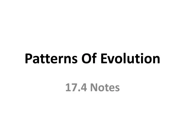 patterns of evolution