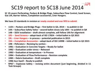 SC19 report to SC18 June 2014