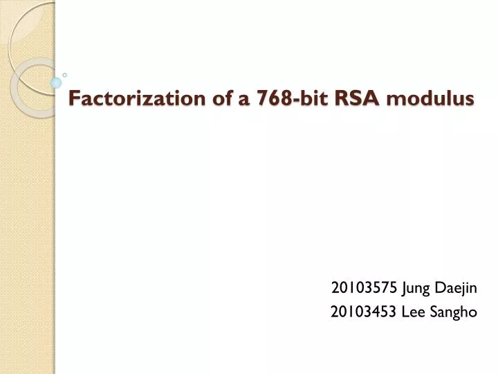 factorization of a 768 bit rsa modulus
