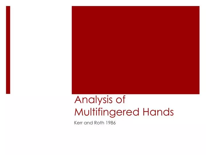 analysis of multifingered hands