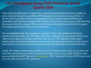 AmTrust Reports Strong Profit Growth For Second Quarter 201