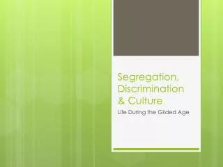 Segregation, Discrimination &amp; Culture