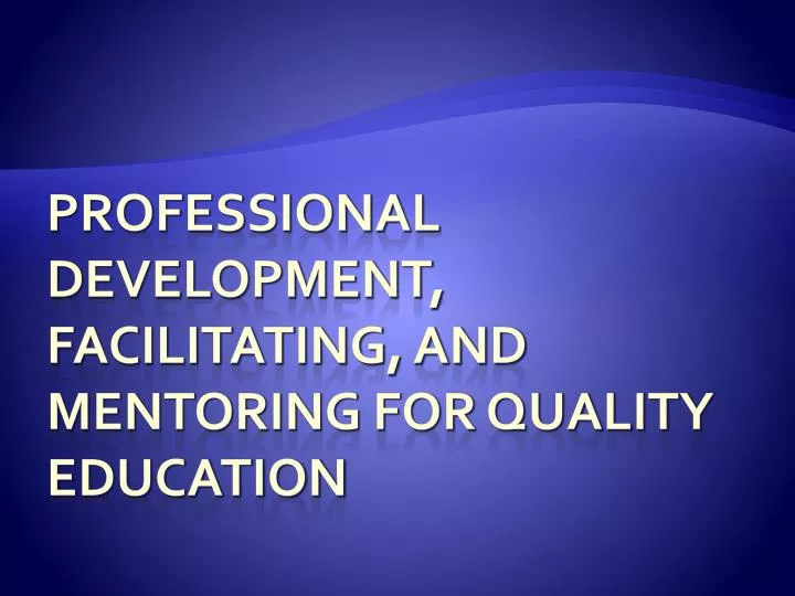 professional development facilitating and mentoring for quality education