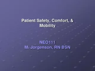 NEO111 M. Jorgenson, RN BSN