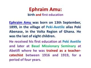 Ephraim Amu: birth and first education