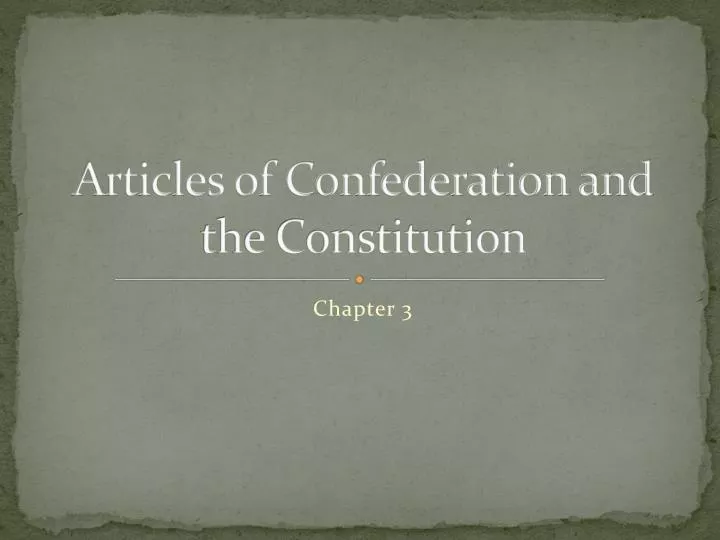 articles of confederation and the constitution